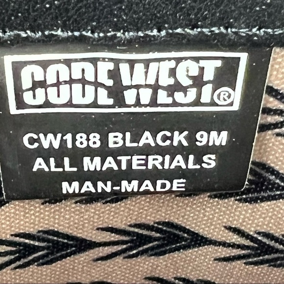 Code West Hugs N Kisses Fringe Western Boots 9M Black Faux Leather $110 - Picture 8 of 11